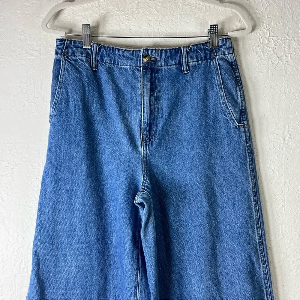 Madewell Wide Sweep Denim Trousers in Rigid Java Wash 100% Cotton - Picture 4 of 15